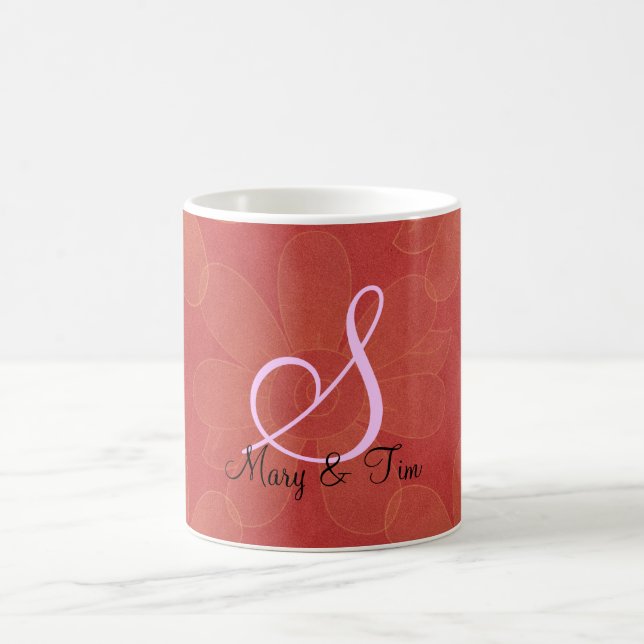 Red Floral Splendor- Monogram: Coffee Mugs (Center)