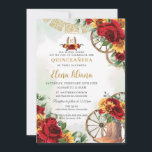 Red Floral Sunflowers Boots Horseshoe Quinceañera Invitation<br><div class="desc">Personalize this vibrant red and sunflower floral Quinceañera / Sweet 16 birthday invitation easily and quickly. Simply click the customize it further button to edit the texts, change fonts and fonts colors. Featuring bright red roses and sunflowers, floral adorned cowboy boots and a horseshoe. Matching items available in store. (c)...</div>