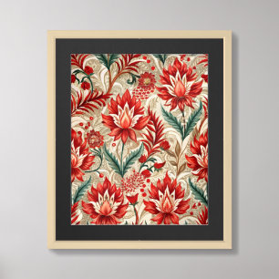 Red Floral Tapestry Wall Art