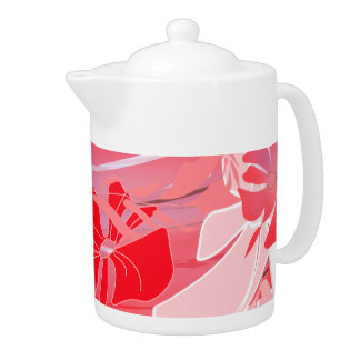 Red Floral Teapot Canister