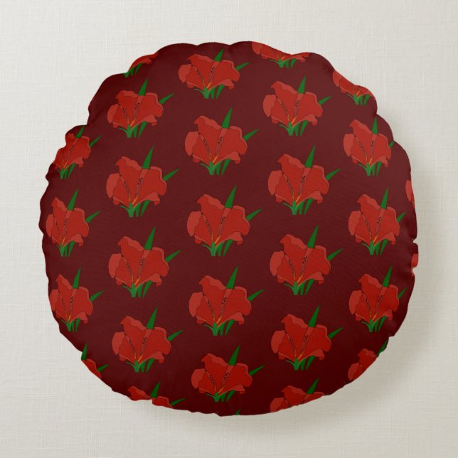 Red Floral Throw pillow (Front)