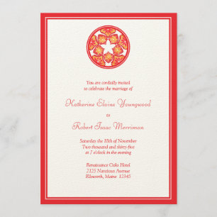 Red Floral Tiles Wedding Invitation