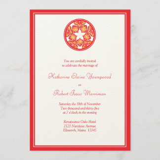 Red Floral Tiles Wedding Invitation