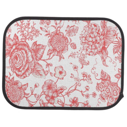 Red Floral Toile  Car Floor Mat