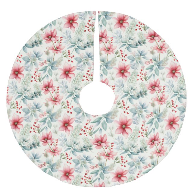 Red Floral Tree Skirt (Front)