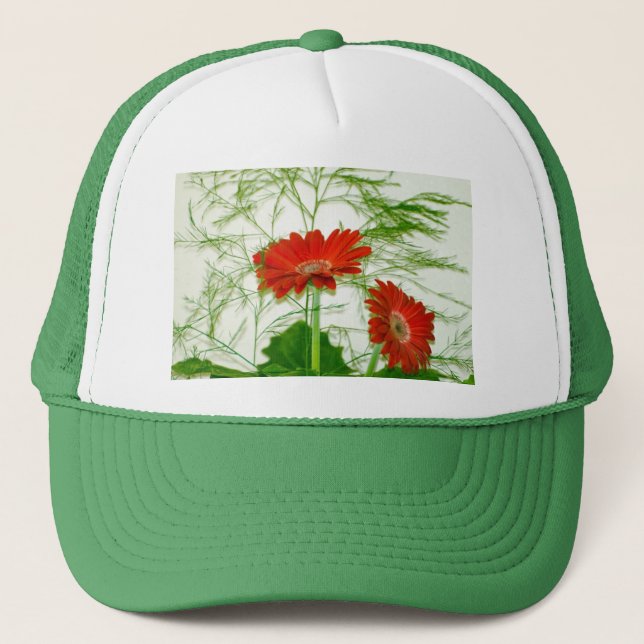 Red Floral Trucker Hat (Front)