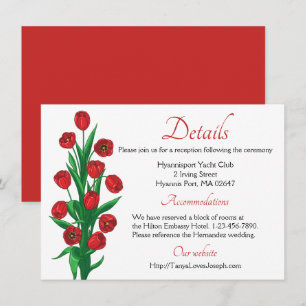 Red Floral Tulip Wedding Details / Directions Invitation