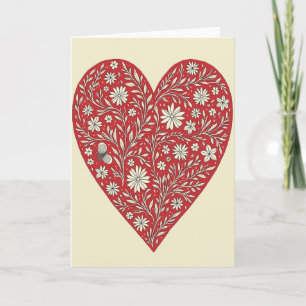 Red Floral Valentine Heart Card