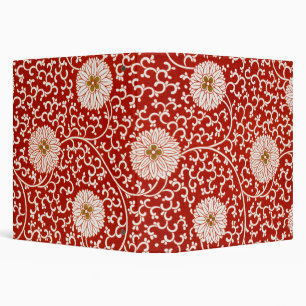 Red Floral Vibrant Ornate Classic Pattern 3 Ring Binder