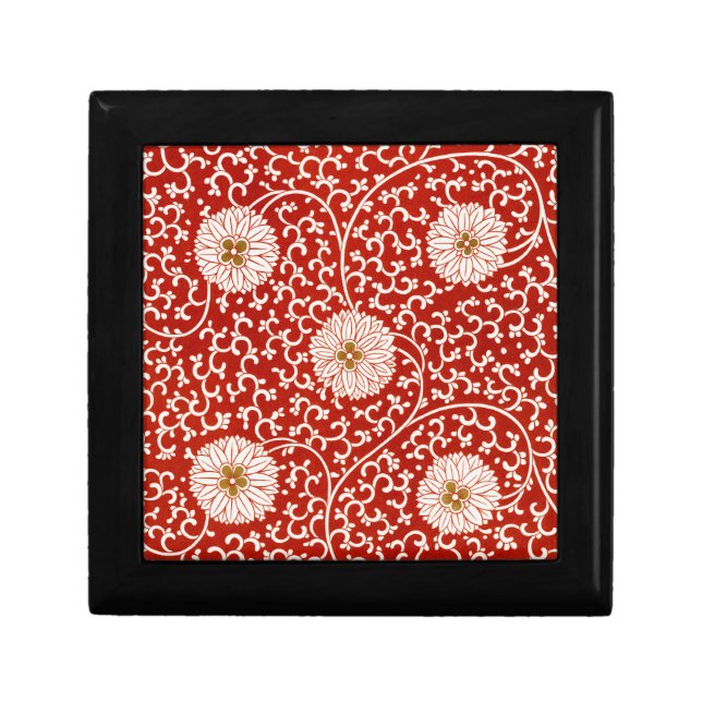 Red Floral Vibrant Ornate Classic Pattern Gift Box (Front)