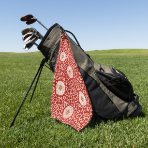 Red Floral Vibrant Ornate Classic Pattern Golf Towel