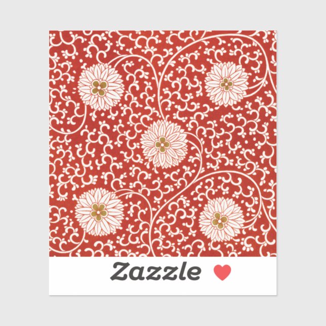 Red Floral Vibrant Ornate Classic Pattern Sticker (Sheet)