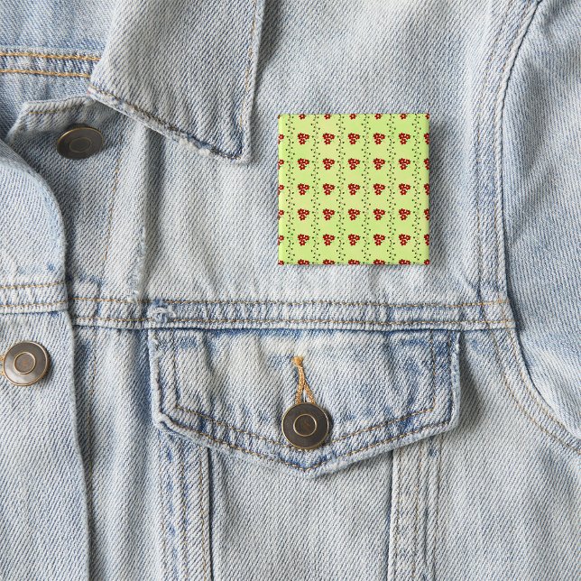 Red Floral Vine Pattern on Light Green Button (Creator Uploaded)
