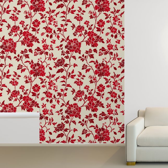 Red Floral Vintage Pattern Wallpaper (Creator Uploaded)