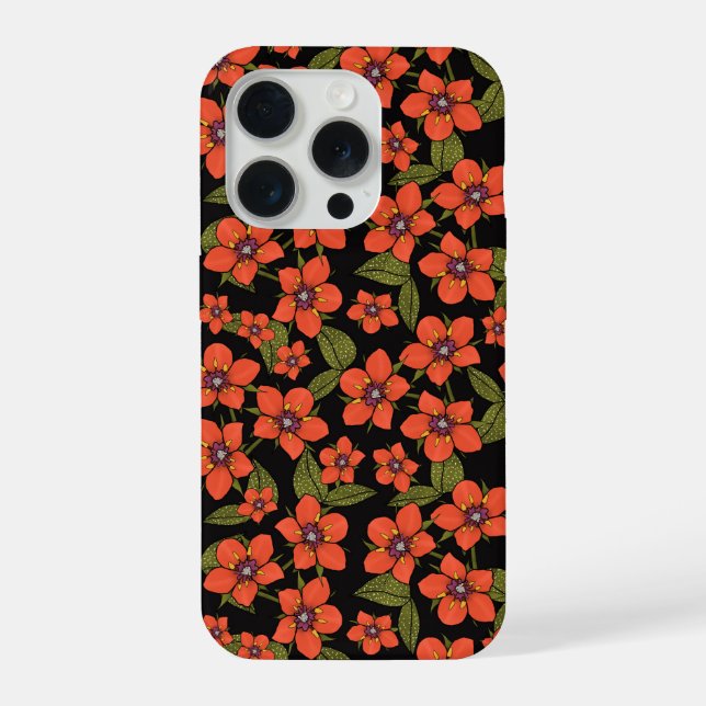 Red floral watercolor iPhone case (Back)