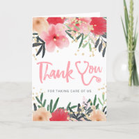 Red floral watercolor stethoscope nurse thank you
