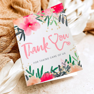 Red floral watercolor stethoscope nurse thank you