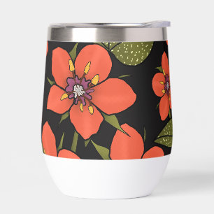 Red floral watercolor thermal wine tumbler