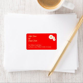 Red Floral Wedding Address Label