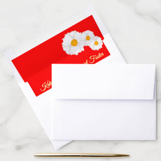 Red Floral Wedding Envelope Liner