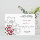 red floral wedding  Invitations (Standing Front)