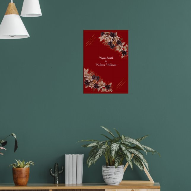 Red Floral Wedding Poster  Elegant Wedding Welcome (Living Room 1)