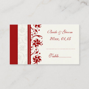 Red Floral Wedding Table Place Setting Cards