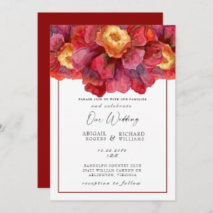 Red Floral Wedding Tuscan Bold and Vibrant Invit Invitation