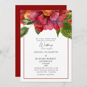 Red Floral Wedding Tuscan Bold Parents Invitation