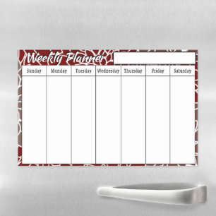 Red floral Weekly planner Magnetic Dry Erase Sheet