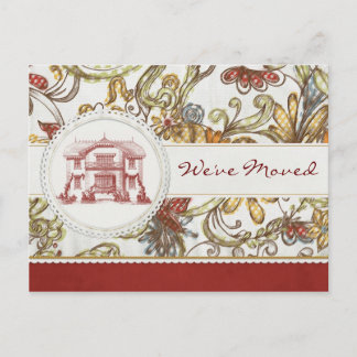 Red Floral We've Moved Announcement Postcard