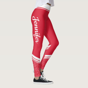 Women's Red And White Striped Leggings