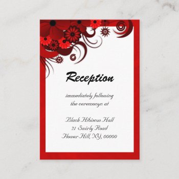Red Floral White Wedding Reception Enclosure Cards by sunnymars at Zazzle