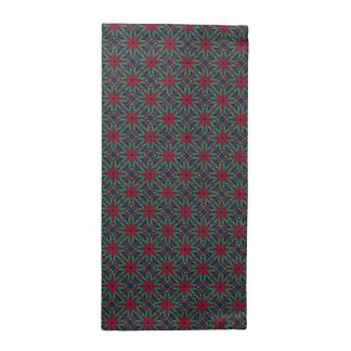 Red Floral With Green and Blue Cloth Napkin