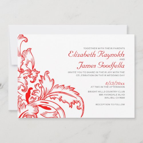 Red Flourish Wedding Invitations