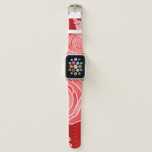 Red Flower Abstract Style Apple Watch Band