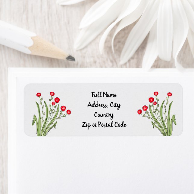 Red flower accented label (Insitu)