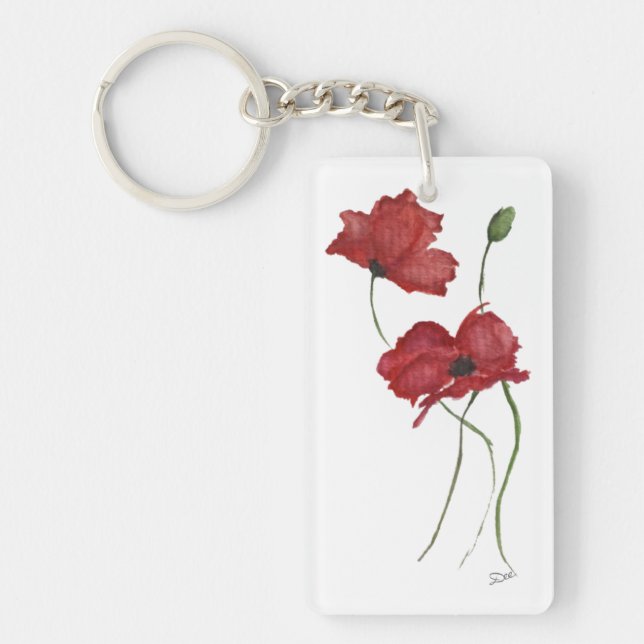 Red Flower Acrylic Keychain,  (double-sided) Keychain (Front)