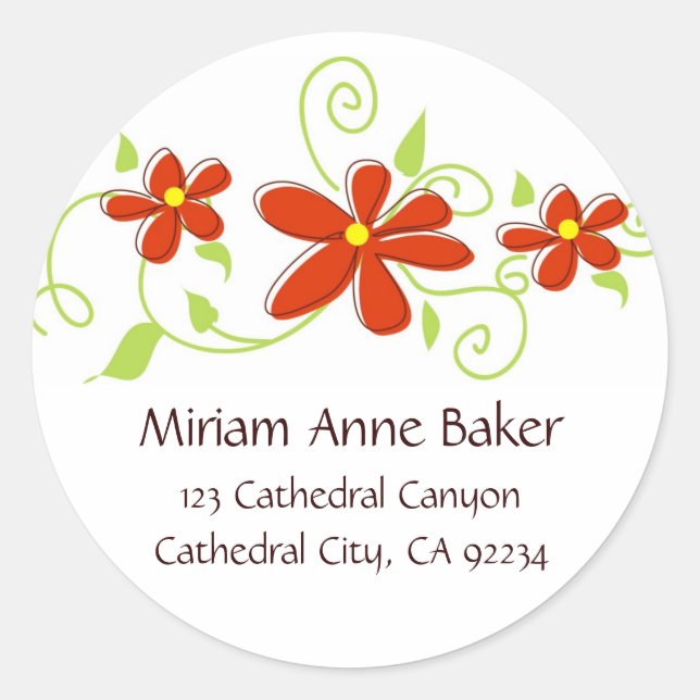 Red Flower Address Labels (Front)