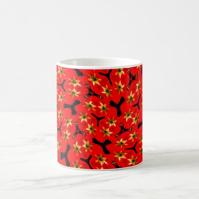 Red Flower Amaryllis Pattern Coffee Mug (Center)