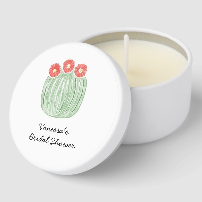 Red Flower Barrel Cactus Bridal Shower Mini Candle Favors (Corner)