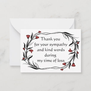 Red Flower Black Leaf Thank You Card