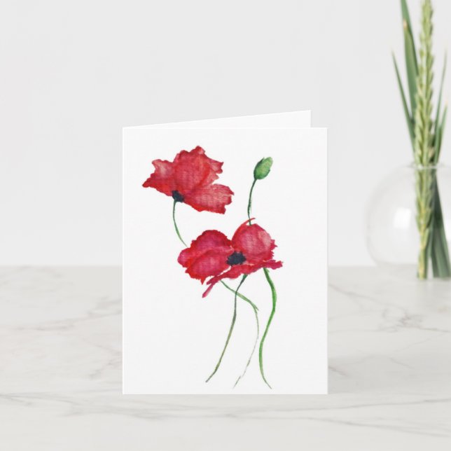 Red Flower Blank Note Card (Front)