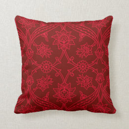 Red Flower Boho Chic Throw Pillow