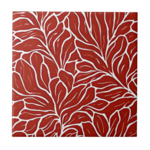 Red flower botanical ceramic tile