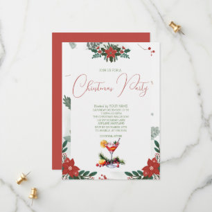 Red Flower Branch Fruit Drinks Christmas Party  Save The Date