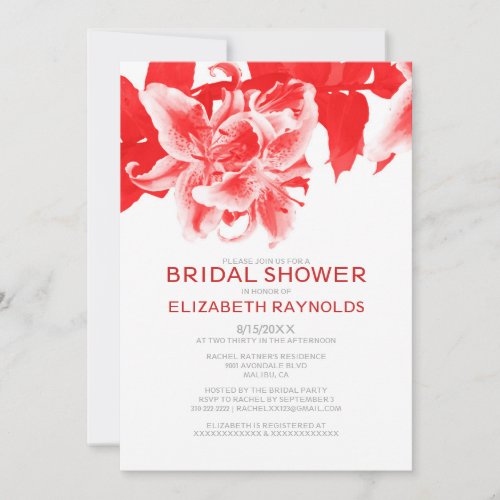 Red Flower Bridal Shower Invitations