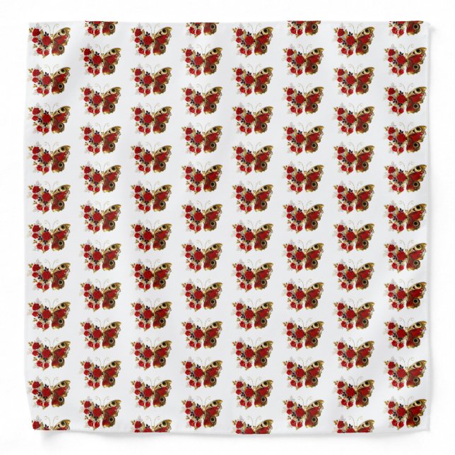 Red flower butterfly with red roses bandana (Front)