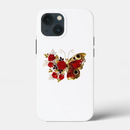 Red flower butterfly with red roses iPhone 13 mini case