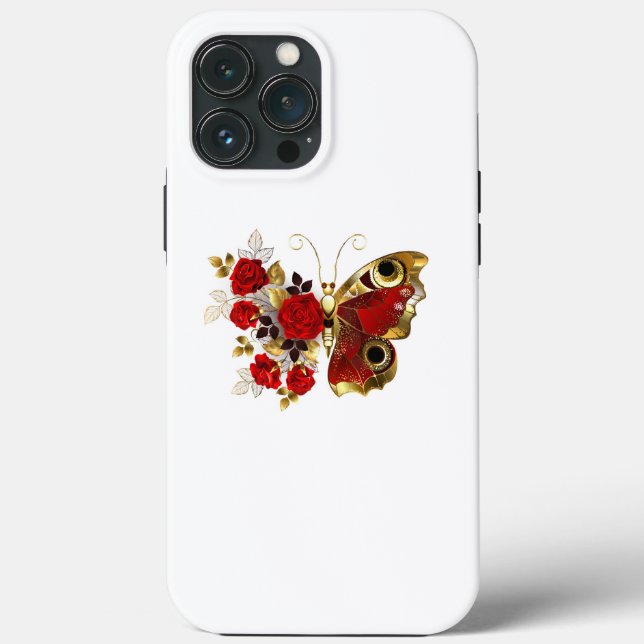 Red flower butterfly with red roses Case-Mate iPhone case (Back)